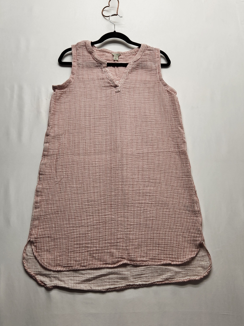 ⭐️LL Bean Cloud Gauze Dress Cover Up Small Stripe Sienna Pink 100% Cotton